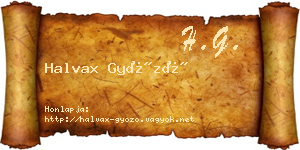 Halvax Győző névjegykártya